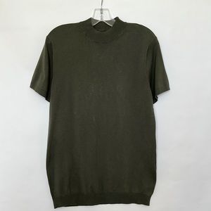 Zara Men's mock neck shirt Knit in dark green